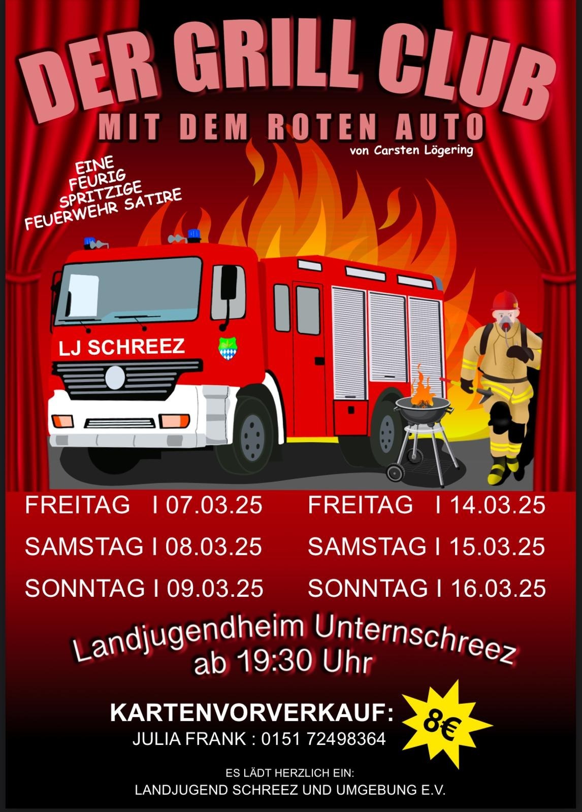 Der Theater-Flyer der Landjugend Schreez für 2025 im März.